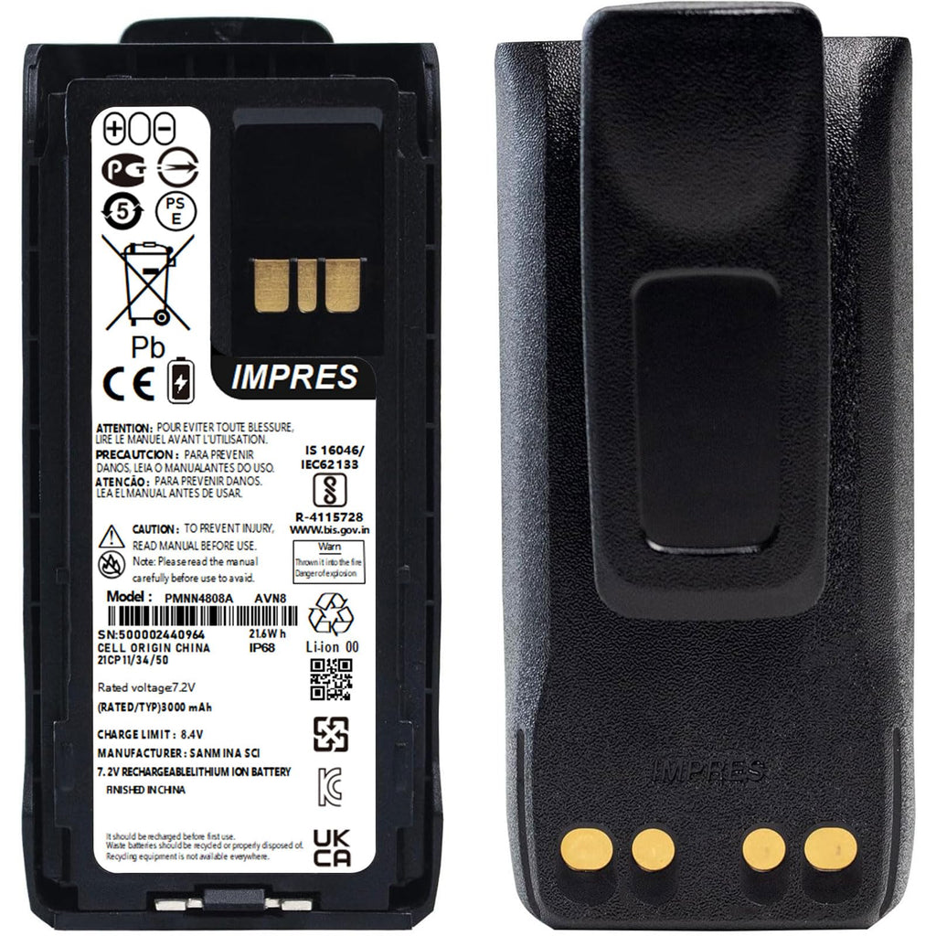 PMNN4807A / PMNN4809A 7.2V 3000mAh Li-ion Battery with Belt Clip for Motorola MOTOTRBO R7, R7A
