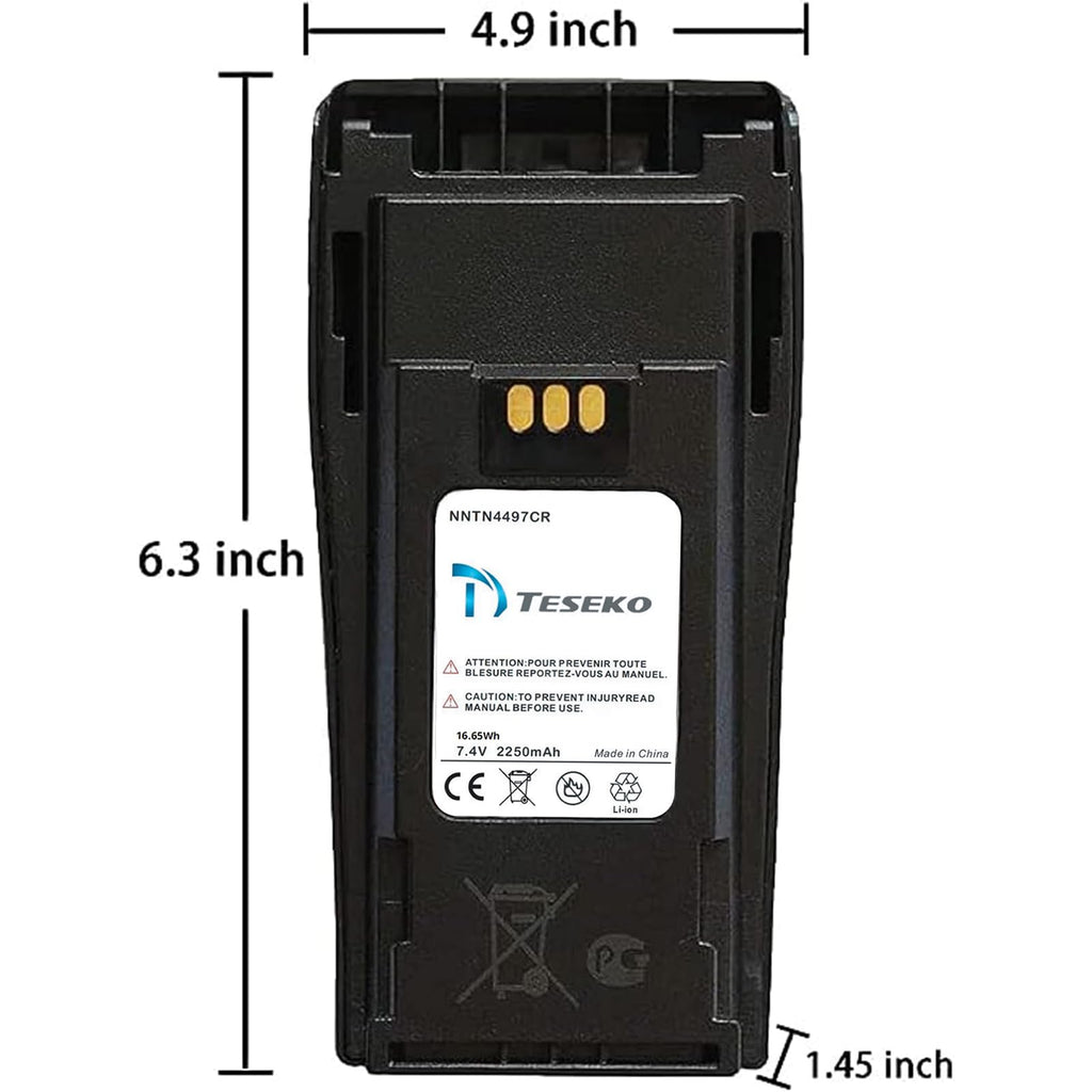 NNTN4497CR 7.4V 2250mAh Li-ion Battery with Belt Clip for Motorola CP200, CP200d, PR400, DEP450