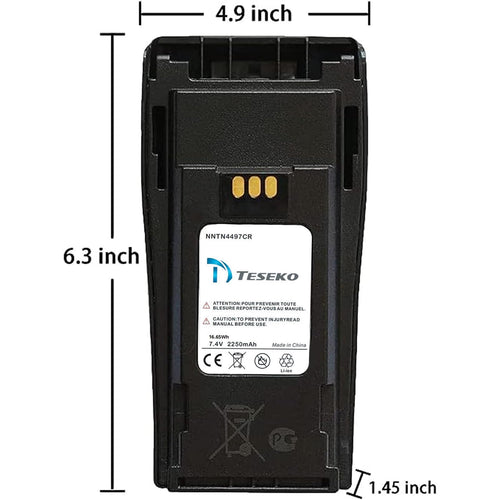 NNTN4497CR 7.4V 2250mAh Li-ion Battery with Belt Clip for Motorola CP200, CP200d, PR400, DEP450