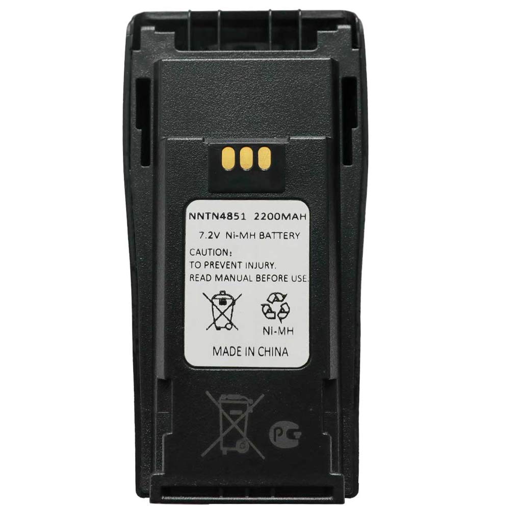 NNTN4851 / NNTN4496 7.2V 2200mAh Ni-MH Replacement Battery with Belt Clip for Motorola CP200, CP040, PR400