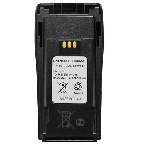 NNTN4851 / NNTN4496 7.2V 2200mAh Ni-MH Replacement Battery with Belt Clip for Motorola CP200, CP040, PR400