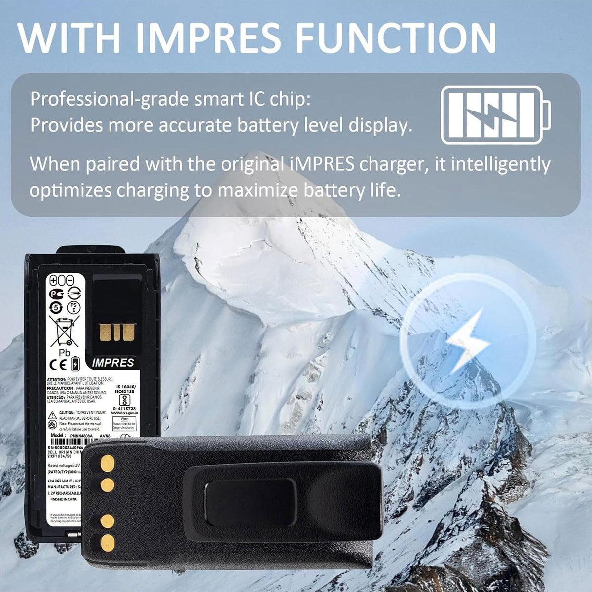 PMNN4807A / PMNN4809A 7.2V 3000mAh Li-ion Battery with Belt Clip for Motorola MOTOTRBO R7, R7A
