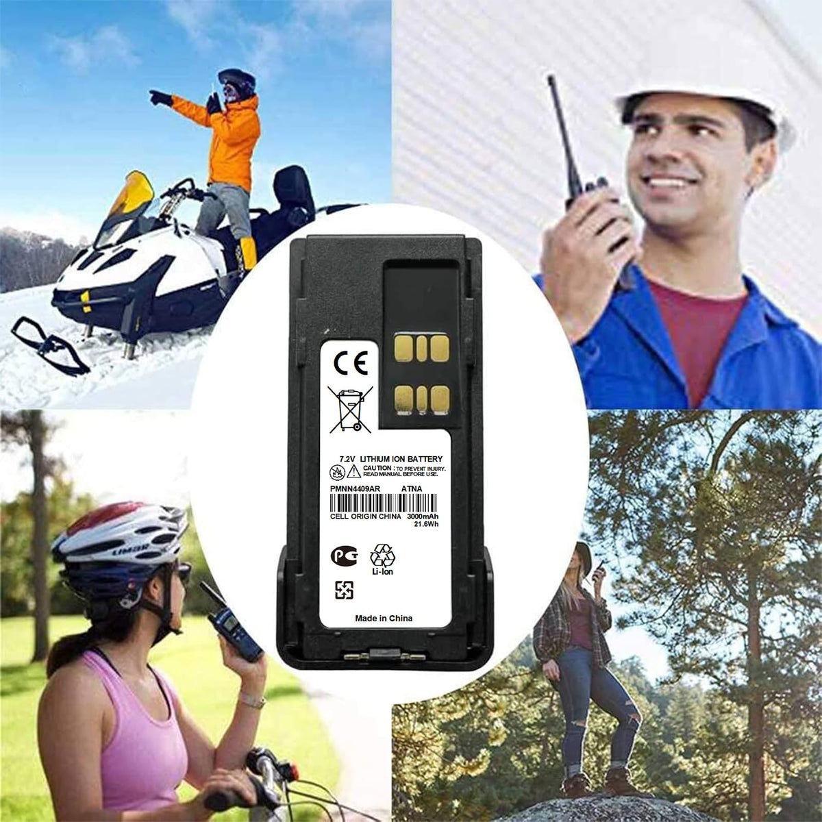 PMNN4409AR 7.2V 3000mAh Li-ion Battery with Belt Clip for Motorola XPR 7550, XPR 3500, APX 4000