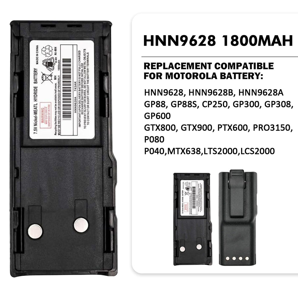 HNN9628A / HNN9628B 7.5V 1800mAh Ni-MH Battery for Motorola GP300, GP88, GP308, PRO3150