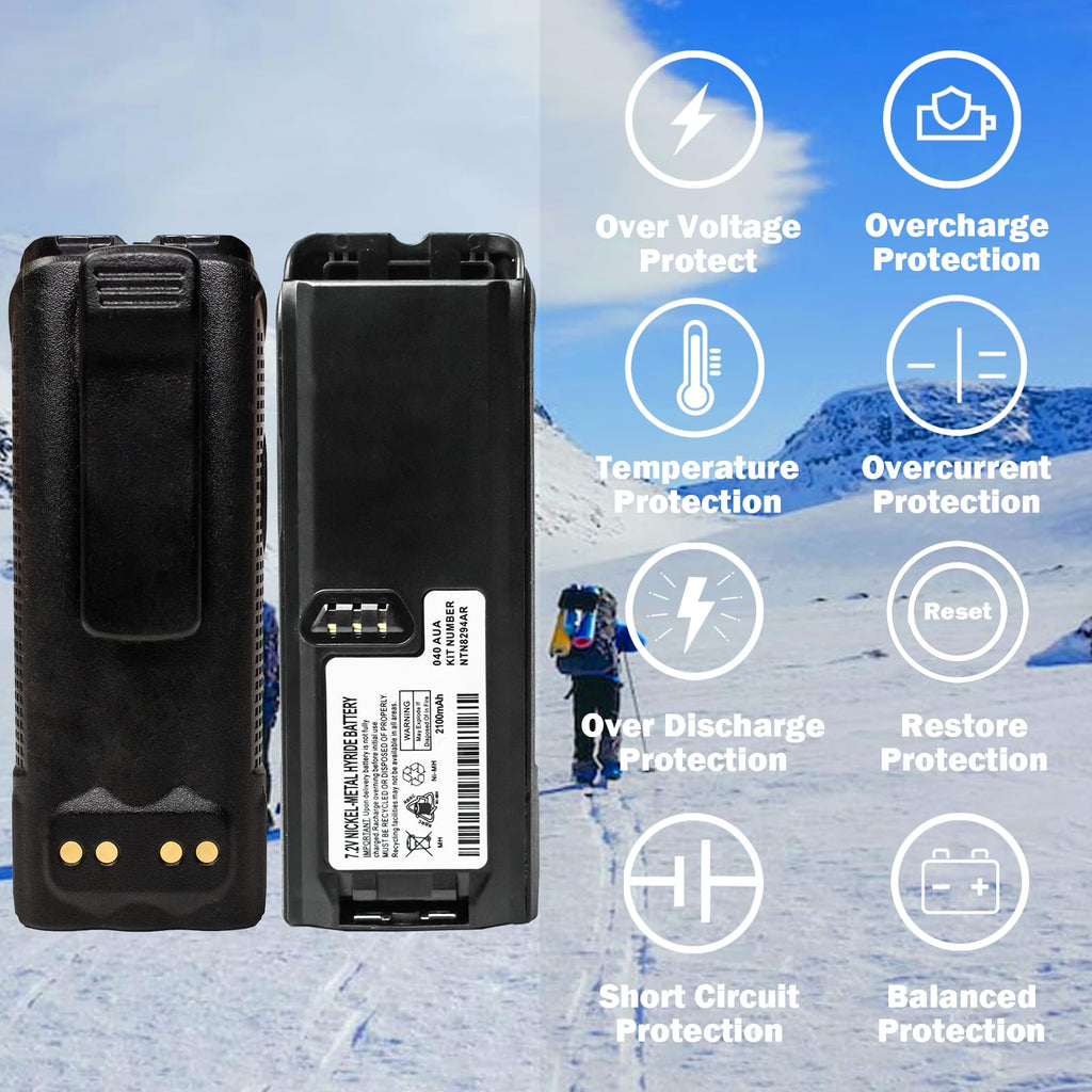NTN8294AR / NTN8923AR 7.2V 2100mAh Ni-MH Battery with Belt Clip for Motorola XTS3000, XTS3500, XTS5000