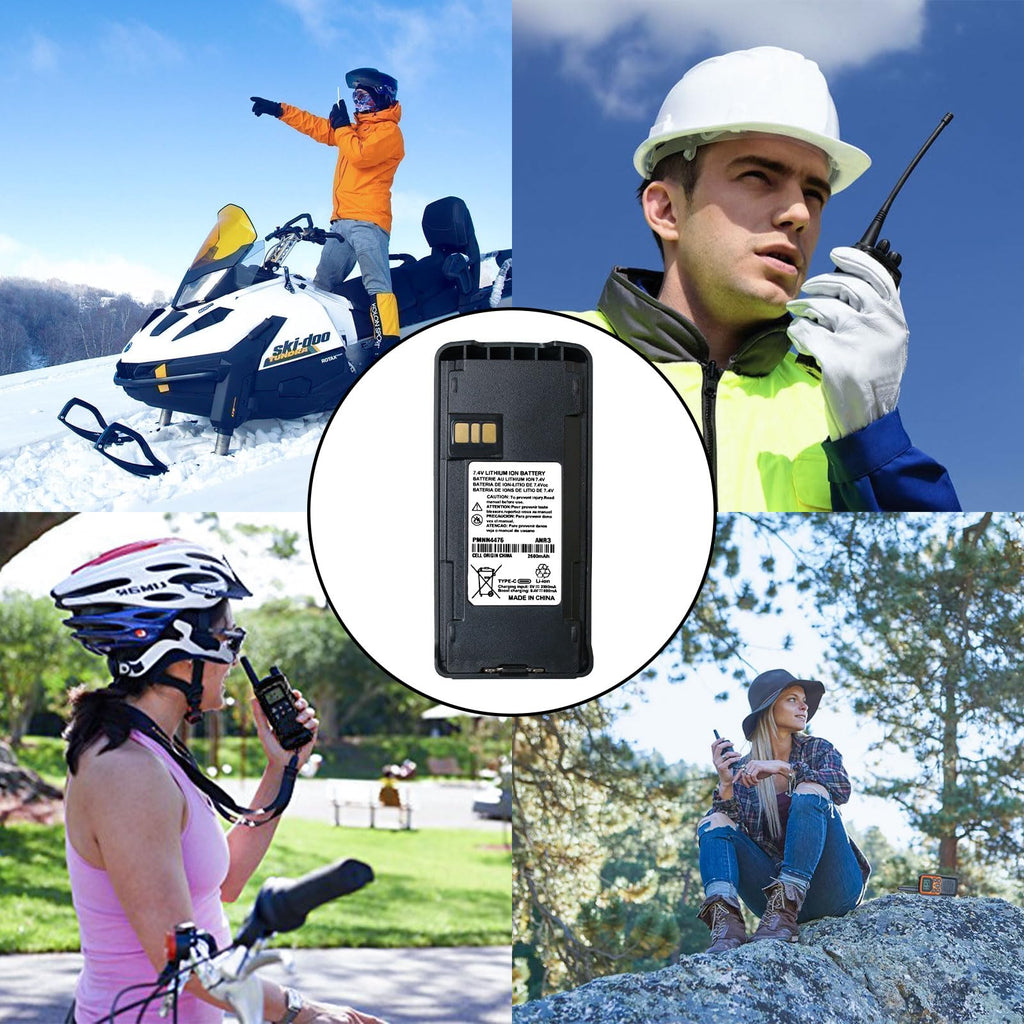 PMNN4476A 7.4V 2600mAh Type-C Rechargeable Li-ion Battery with Belt Clip for Motorola CP185, CP100d, CP1300, EP350